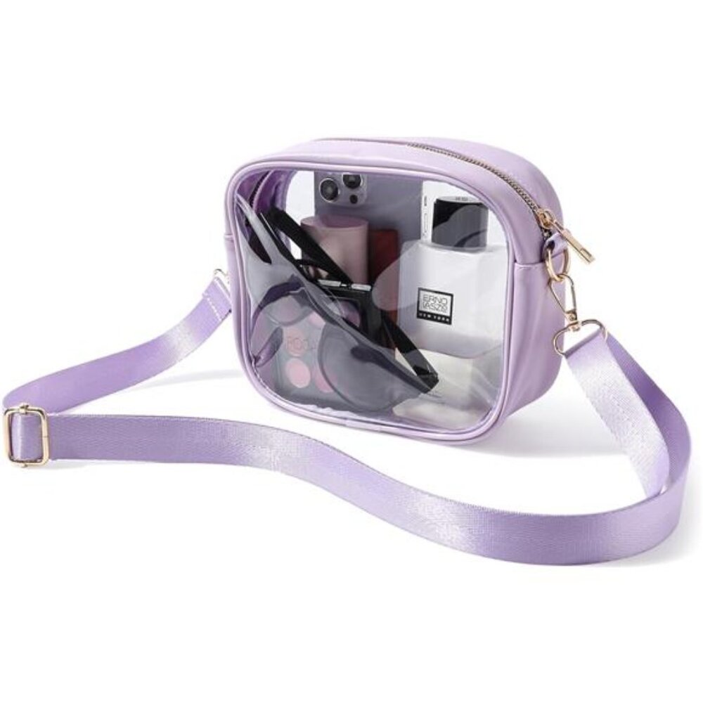 Clear Bag Stadium Approved, Crossbody Transparent Bag for Concerts - Purple